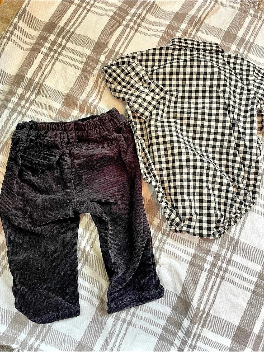 Children’s Place Kids Checkered Matching Set in Black & White Like New